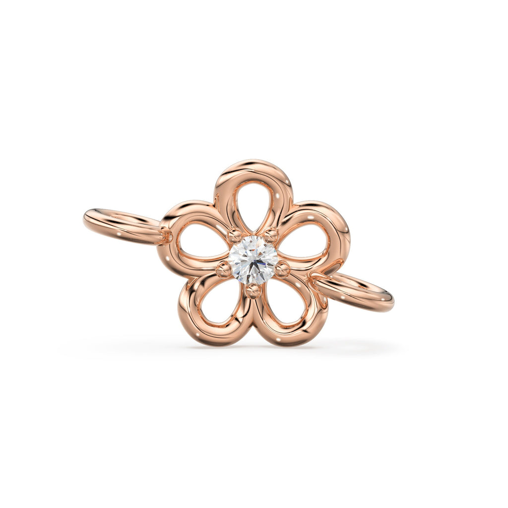 Flower Daisies Brilliant Diamond 14k 18k Solid Gold Connector Spacer, 1 Piece 13mm - Jalvi & Co. 