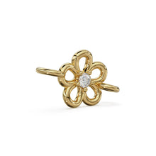 Load image into Gallery viewer, Flower Daisies Brilliant Diamond 14k 18k Solid Gold Connector Spacer, 1 Piece 13mm - Jalvi &amp; Co. 