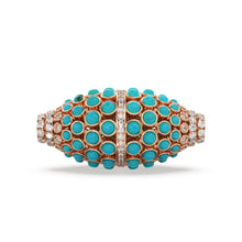 Load image into Gallery viewer, Sleeping Beauty Turquoise and Diamond 14k 18k Solid Gold Connector Spacer, 1 Piece 42mm