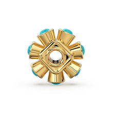 Load image into Gallery viewer, Sleeping Beauty Turquoise 14k Solid Gold Designer Bead Spacer Finding, Turquoise Spacer, Gold Finding, Solid Gold Bead, 9mm