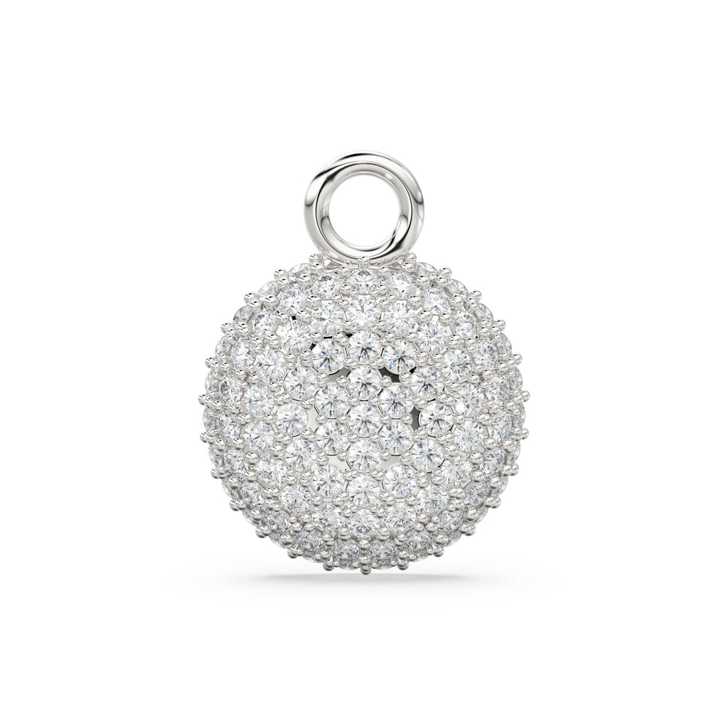 Round Gold Pave Diamond 14k 18k Solid Charm Pendant / Gold Charm / Pave Setting Pendant