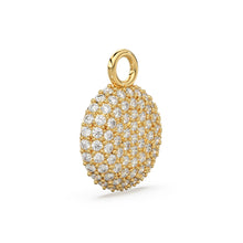 Load image into Gallery viewer, Round Gold Pave Diamond 14k 18k Solid Charm Pendant / Gold Charm / Pave Setting Pendant
