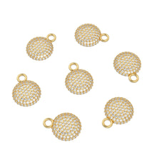 Load image into Gallery viewer, Round Gold Pave Diamond 14k 18k Solid Charm Pendant / Gold Charm / Pave Setting Pendant