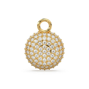 Round Gold Pave Diamond 14k 18k Solid Charm Pendant / Gold Charm / Pave Setting Pendant