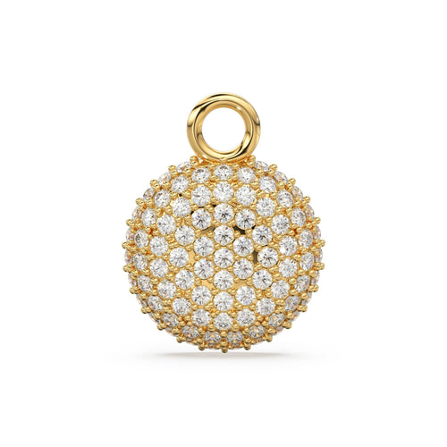 Round Gold Pave Diamond 14k 18k Solid Charm Pendant / Gold Charm / Pave Setting Pendant