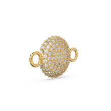 Load image into Gallery viewer, Round Gold Pave Diamond 14k 18k Solid Connector Spacer / Gold Charm / Pave Setting Connector / Diamond Spacer