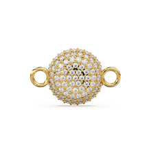 Load image into Gallery viewer, Round Gold Pave Diamond 14k 18k Solid Connector Spacer / Gold Charm / Pave Setting Connector / Diamond Spacer