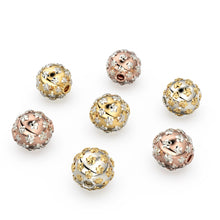 Load image into Gallery viewer, Gold Spacer Bead Two-Tone Solid Gold Flower Charm Luxury Filigree Artisan Jewelry Component for Bracelets