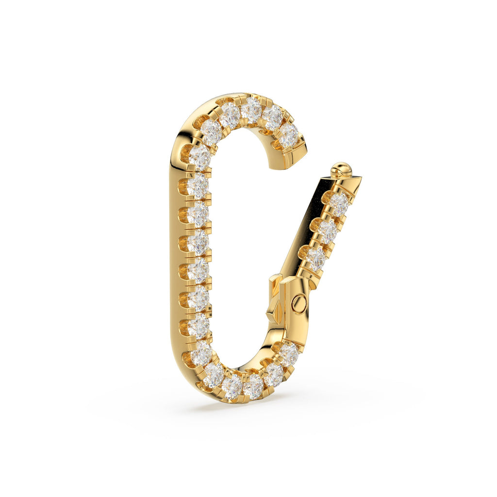 14K Solid Gold, Diamond Pave, Clicker Rectangular Diamond Connector / Diamond Clicker Clasp / Diamond Closure Finding 14k Gold Enhancer