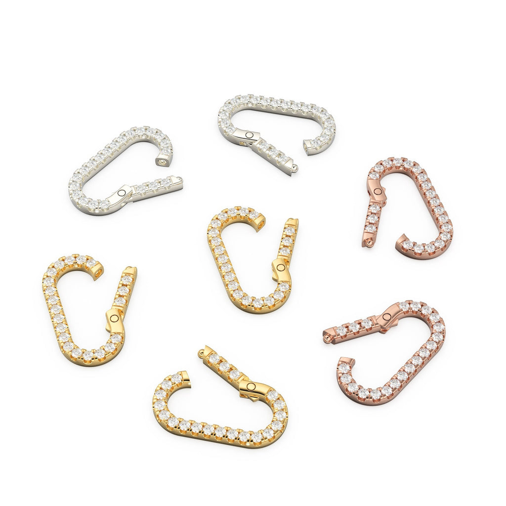 14K Solid Gold, Diamond Pave, Clicker Rectangular Diamond Connector / Diamond Clicker Clasp / Diamond Closure Finding 14k Gold Enhancer