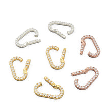 Load image into Gallery viewer, 14K Solid Gold, Diamond Pave, Clicker Rectangular Diamond Connector / Diamond Clicker Clasp / Diamond Closure Finding 14k Gold Enhancer