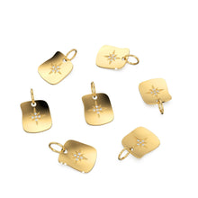 Load image into Gallery viewer, Uneven Shape Star Solid Gold Diamond 14k 18k Solid Charm Pendant / Gold Charm / Diamond Prong Setting