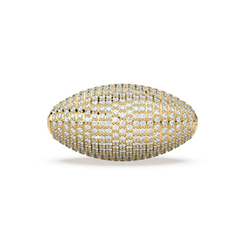 Oval Pave Diamond Bead Sterling Silver & Solid Gold Spacer Finding Bead, Diamond Spacer, Diamond Pave Finding, Solid Gold Bead 24mm - Jalvi & Co. 