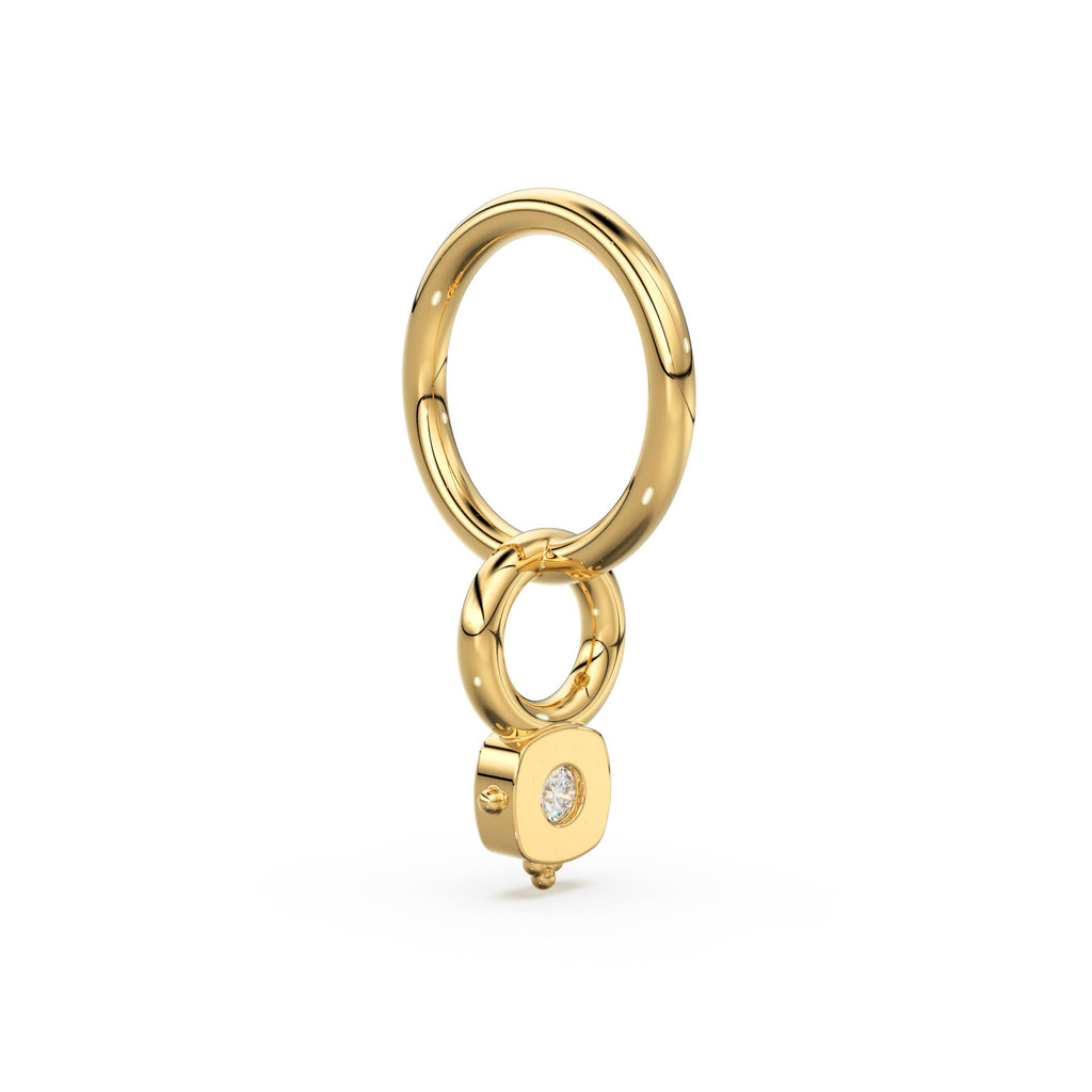 Tiny Single Diamond Square Charm Pendant / 14k 18k Solid Gold Pendant / Diamond Charm / Petite Charm / Sale