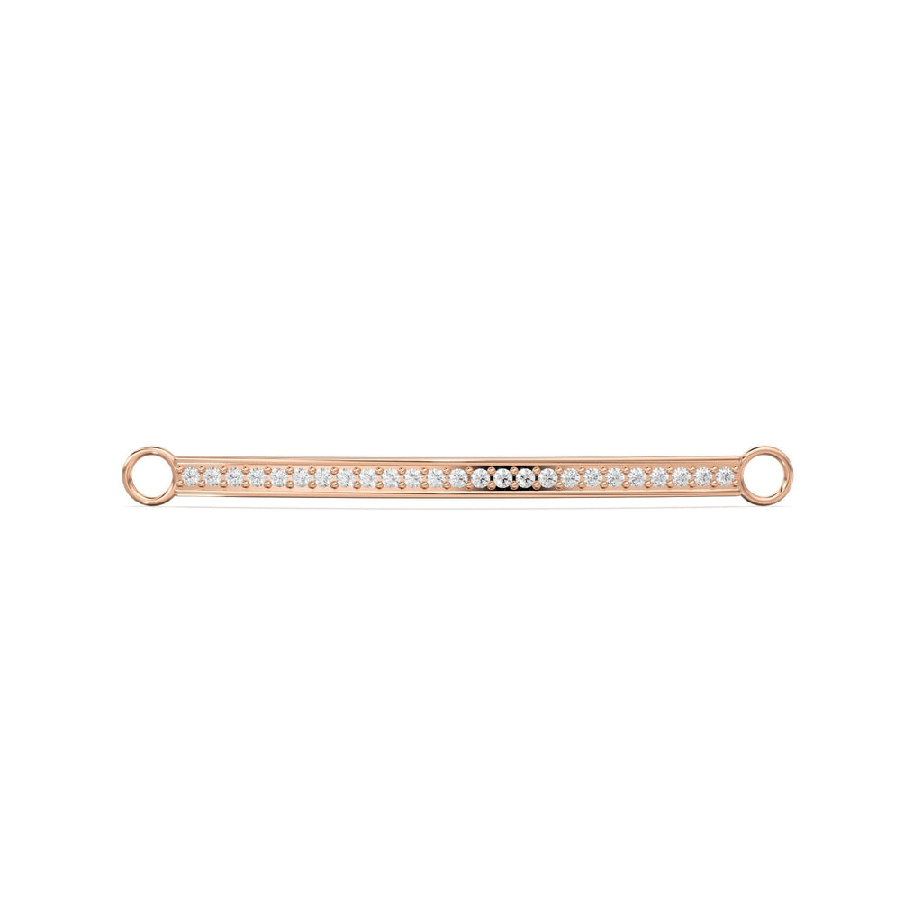 Diamond Pave Setting Bar 14k 18k Solid Gold Spacer Finding, Diamond Finding, Solid Gold Finding 52x3.2mm