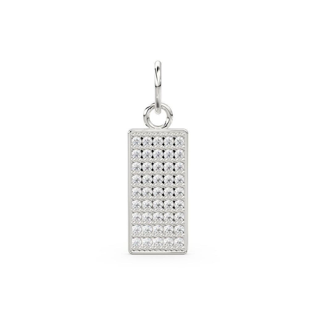 Rectangular Diamond 14k Solid Gold Charm Pendant, Diamond Pendant, Diamond Charm, Solid Gold Finding 19x7mm