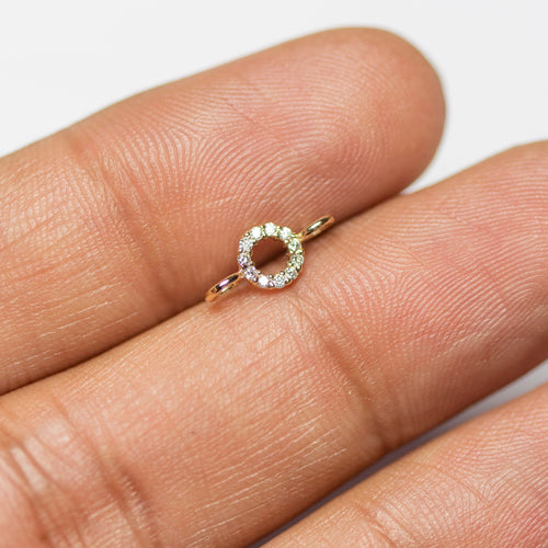 14k Solid Gold Emerald Round Connector / Dainty Brilliant Emerald Connector / Emerald Spacer / Labour Day Sale St Patricks Day