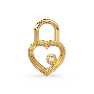 Heart Shape Diamond Studded Charm Pendant / 14k 18k Solid Gold Charm / Diamond Charm / Petite Charm / Sale