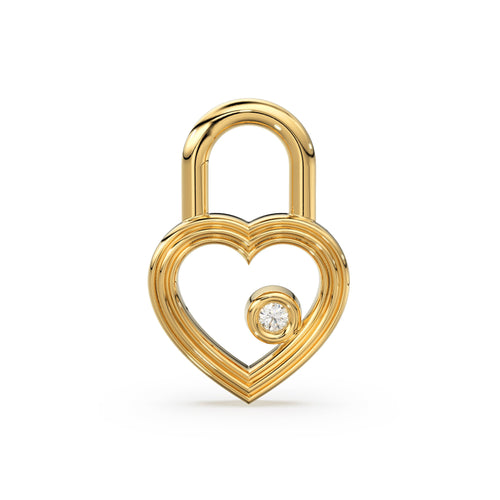 Heart Shape Diamond Studded Charm Pendant / 14k 18k Solid Gold Charm / Diamond Charm / Petite Charm / Sale