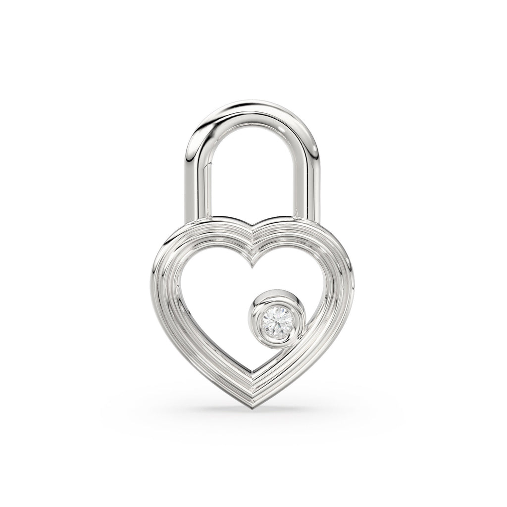 Heart Shape Diamond Studded Charm Pendant / 14k 18k Solid Gold Charm / Diamond Charm / Petite Charm / Sale