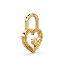 Load image into Gallery viewer, Heart Shape Diamond Studded Charm Pendant / 14k 18k Solid Gold Charm / Diamond Charm / Petite Charm / Sale
