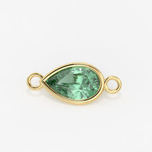 Load image into Gallery viewer, Green Amethyst Faceted Pear Drops Briolette 18k Solid Gold Connector, 1 Piece 15mm