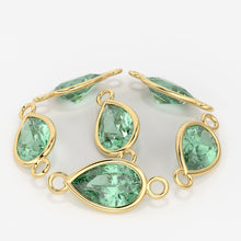 Load image into Gallery viewer, Green Amethyst Faceted Pear Drops Briolette 18k Solid Gold Connector, 1 Piece 15mm