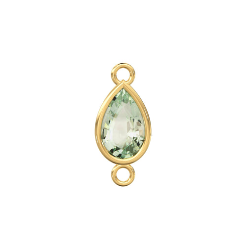Green Amethyst Faceted Pear Drops Briolette 18k Solid Gold Connector, 1 Piece 15mm - Jalvi & Co. 