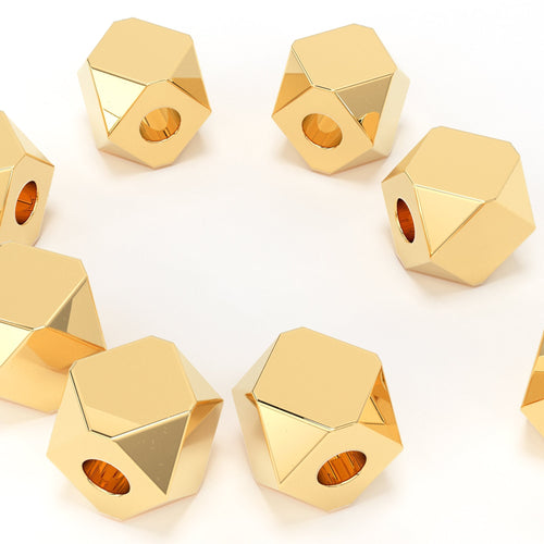 Tiny 2.50mm 14k 18k Solid Yellow Gold Fancy Hexagonal Spacer Beads (5 pieces) - Jalvi & Co. 