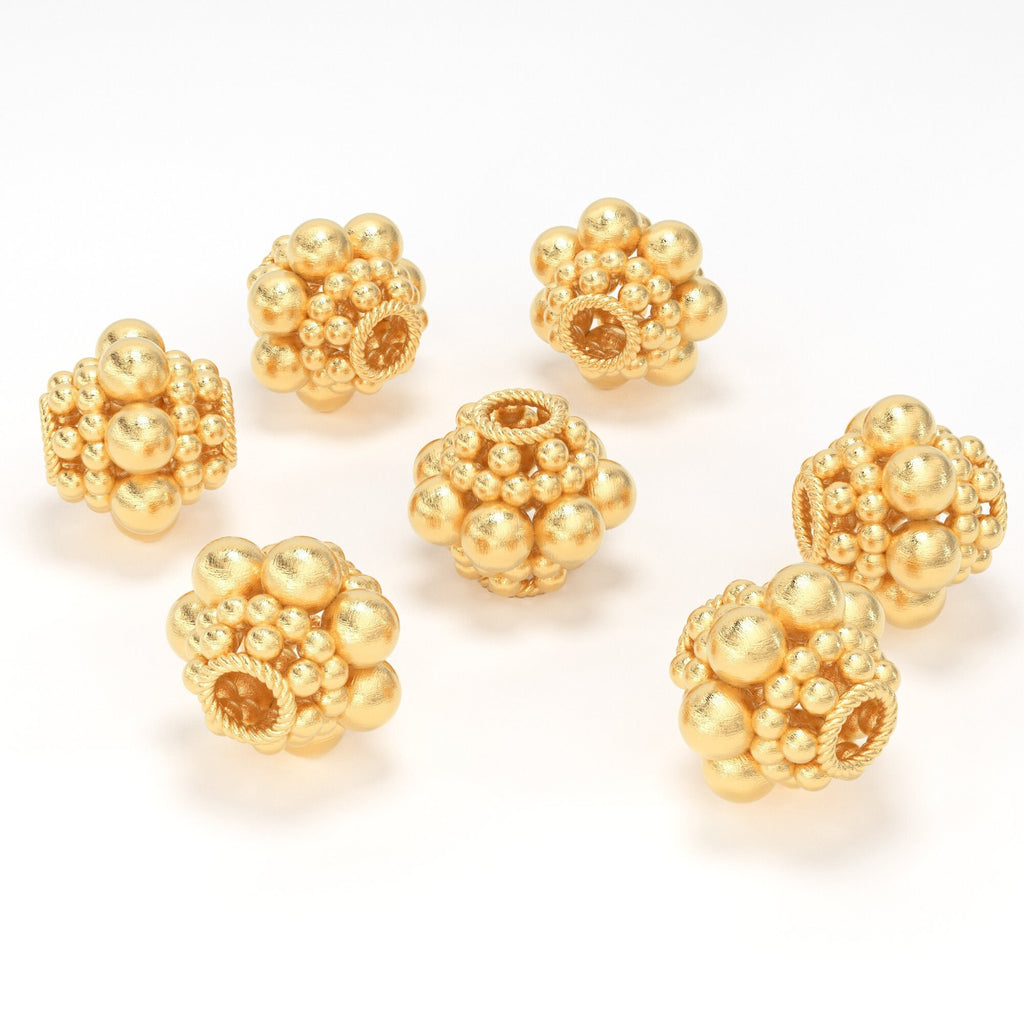 7.50mm Designer Round Sphere Design Solid Yellow Gold Spacer Beads