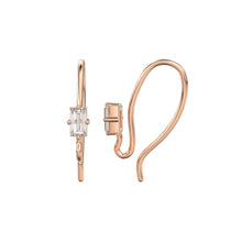 Load image into Gallery viewer, Baguette Diamond Ear wires Pair Finding 16x2.80mm 20 GAUGE 14k 18k Solid Gold Brilliant