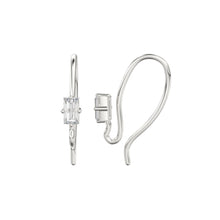 Load image into Gallery viewer, Baguette Diamond Ear wires Pair Finding 16x2.80mm 20 GAUGE 14k 18k Solid Gold Brilliant