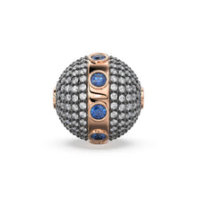 Load image into Gallery viewer, Blue Sapphire &amp; Diamond Pave Setting Solid Gold Spacer Finding Bead, Diamond Spacer, Diamond Pave Finding, Solid Gold Bead 13mm