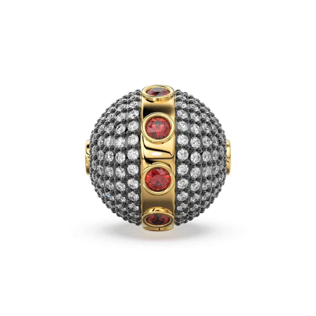 Ruby & Diamond Pave Setting Solid Gold Spacer Finding Bead, Diamond Spacer, Diamond Pave Finding, Solid Gold Bead 13mm