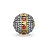 Ruby & Diamond Pave Setting Solid Gold Spacer Finding Bead, Diamond Spacer, Diamond Pave Finding, Solid Gold Bead 13mm