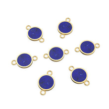 Load image into Gallery viewer, Lapis Lazuli Flat Slice Round 14k 18k Solid Gold Connector Spacer, 1 Piece 24mm