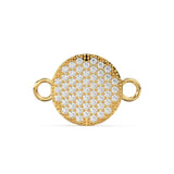Pave Setting Brilliant Diamond Flat Round 14k 18k Solid Gold Connector Spacer, 1 Piece 22mm