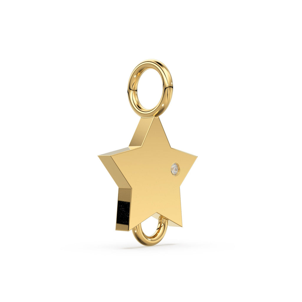Star Brilliant Diamond 14k 18k Solid Gold Connector Spacer, 1 Piece 15mm