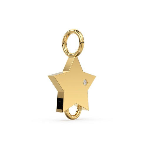 Star Brilliant Diamond 14k 18k Solid Gold Connector Spacer, 1 Piece 15mm