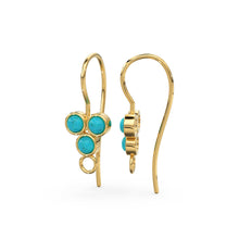 Load image into Gallery viewer, Turquoise Ethiopian Opal Ear wires Pair Finding 30x10mm 20 GAUGE 14k 18k Solid Gold Brilliant