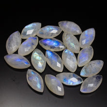 Load image into Gallery viewer, 17x8mm, Natural Rainbow Moonstone Faceted Marquise Drops Briolette Gemstone Beads 5 pair - 10 pieces