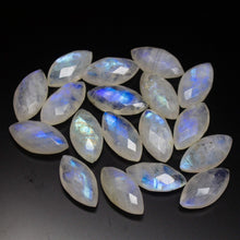 Load image into Gallery viewer, 17x8mm, Natural Rainbow Moonstone Faceted Marquise Drops Briolette Gemstone Beads 5 pair - 10 pieces