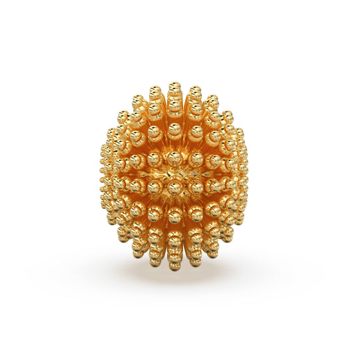 Milgrain Spiked Round Solid Gold 14k 18k Spacer Finding Bead, Gold Spacer, Gold Finding, Solid Gold Bead 12.50mm