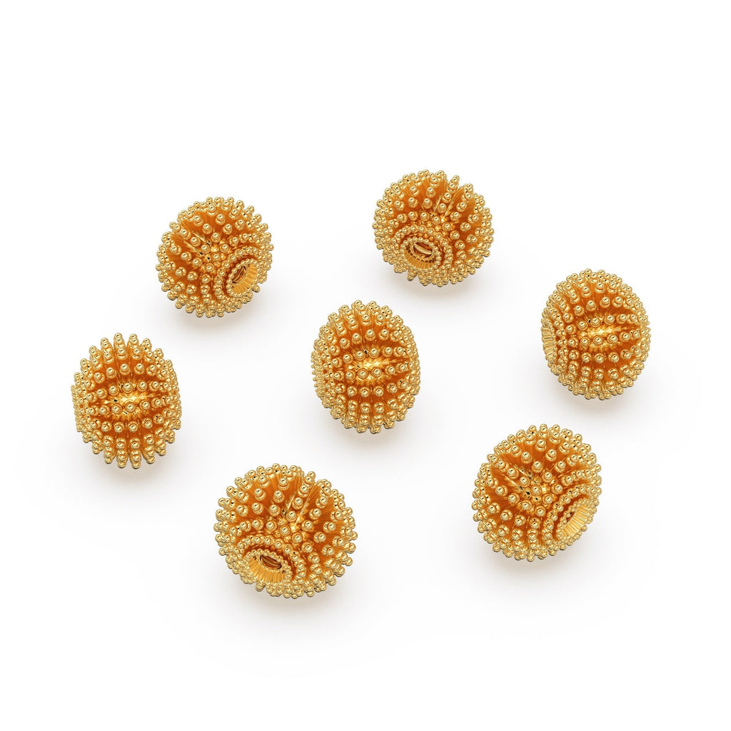 Milgrain Spiked Round Solid Gold 14k 18k Spacer Finding Bead, Gold Spacer, Gold Finding, Solid Gold Bead 12.50mm