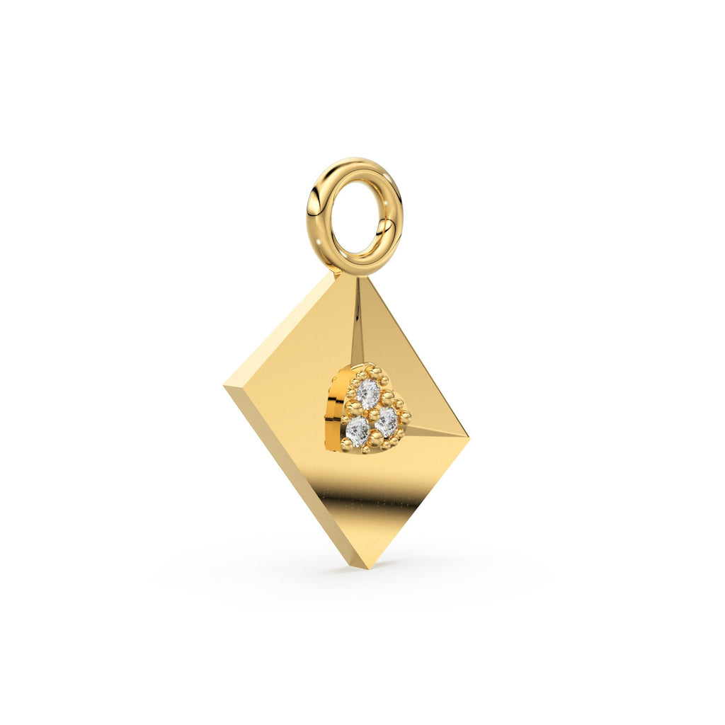 Trio Diamond Envelope 14k 18k Solid Gold Charm Pendant / Gold Charm / Envelope Pendant