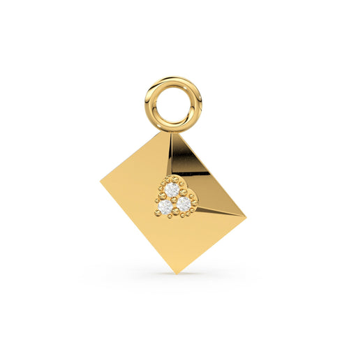 Trio Diamond Envelope 14k 18k Solid Gold Charm Pendant / Gold Charm / Envelope Pendant - Jalvi & Co. 