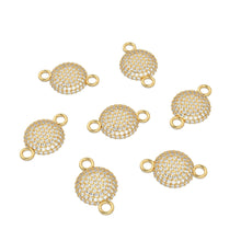 Load image into Gallery viewer, Round Gold Pave Diamond 14k 18k Solid Connector Spacer / Gold Charm / Pave Setting Connector / Diamond Spacer