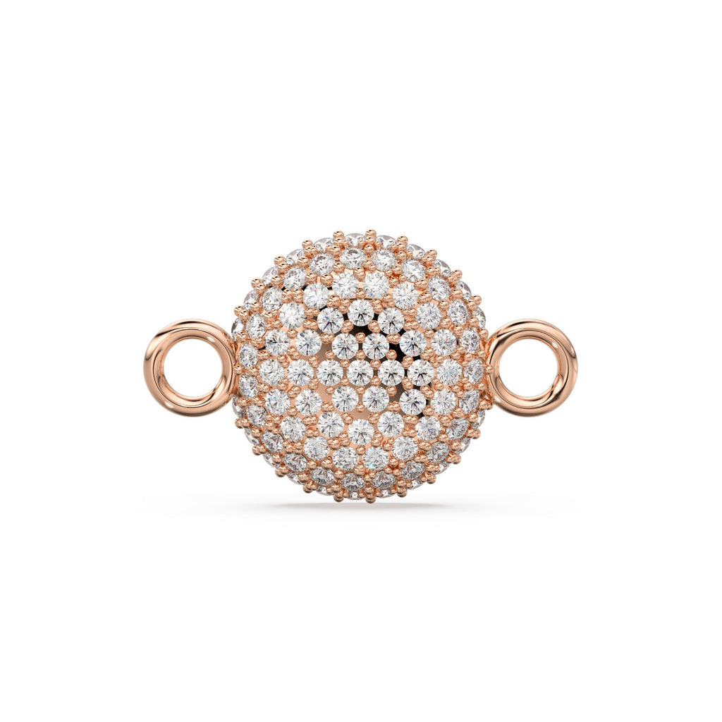 Round Gold Pave Diamond 14k 18k Solid Connector Spacer / Gold Charm / Pave Setting Connector / Diamond Spacer