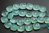 Aqua Chalcedony Faceted Cushion Shape Briolette Gemstone Beads Strand 8