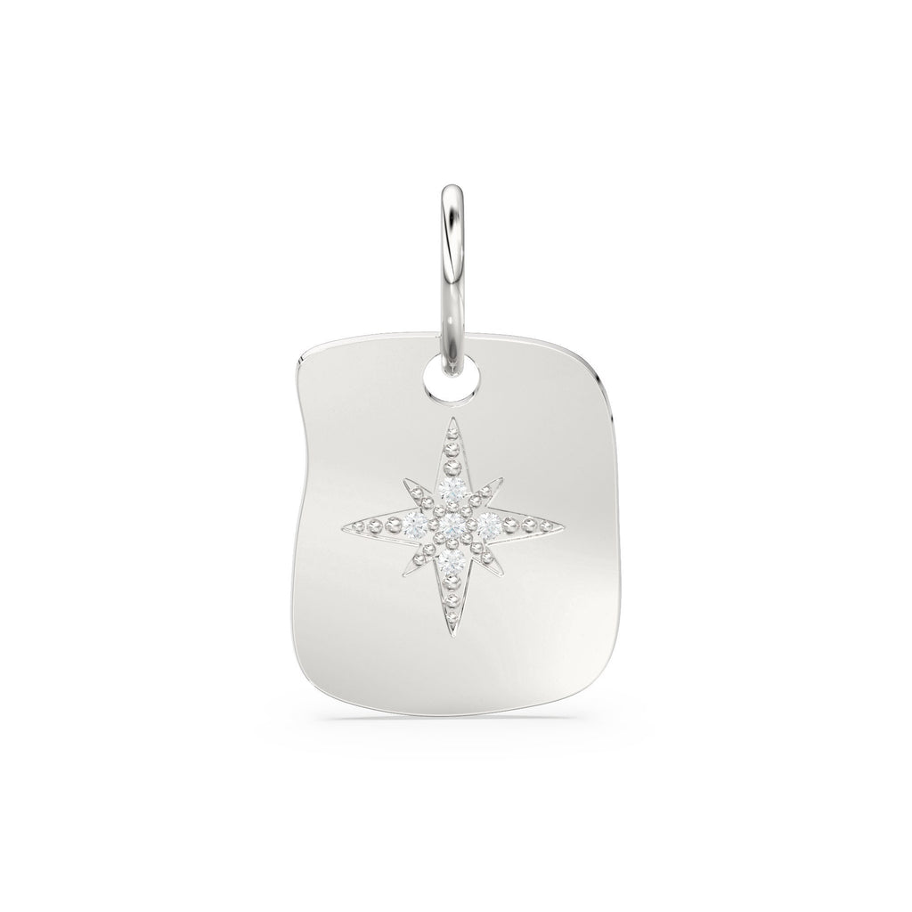 Uneven Shape Star Solid Gold Diamond 14k 18k Solid Charm Pendant / Gold Charm / Diamond Prong Setting